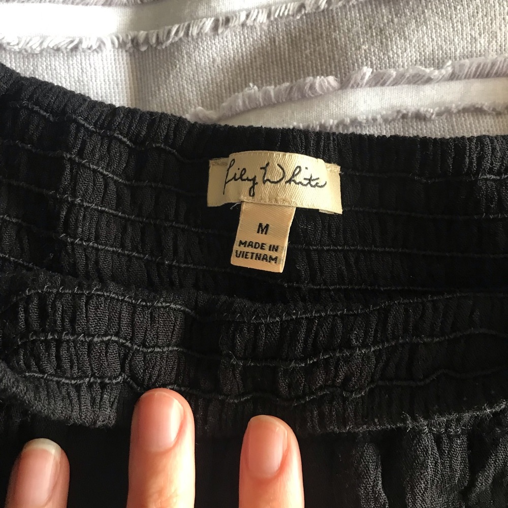 Black Ruffle Off The Shoulder Top - Picture 3 of 6